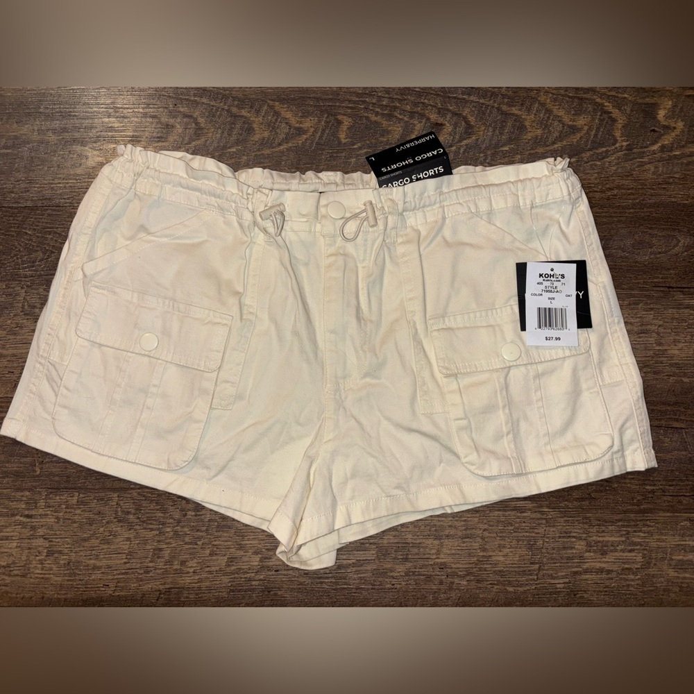 Adorable Light Weight Cargo Shorts With Cinch Drawstring Waist